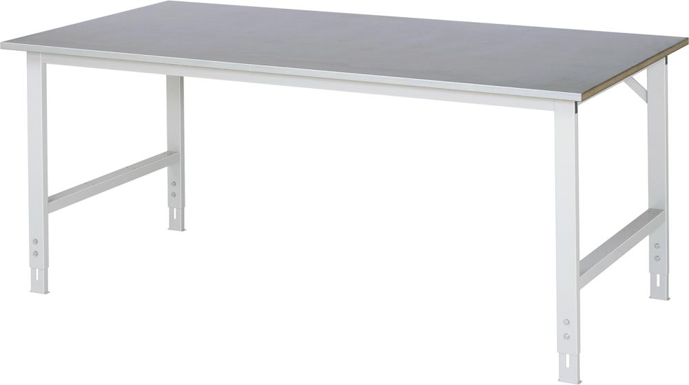 Arbeitstisch Tom - Stahlblechbelag-Platte B2000xT 1000xH760-1080mm Stahlblechbelag-Platte