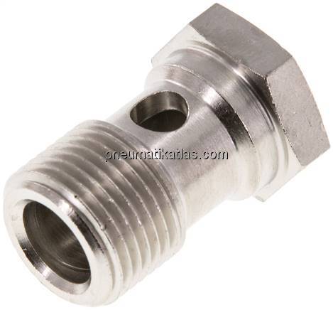 Hohlschraube, 1-fach G 3/8"-26mm, Messing vernickelt