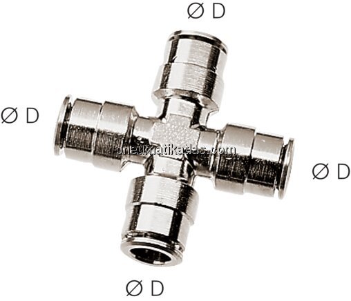 Exemplarische Darstellung: Kreuz-Steckverbinder, Messing vernickelt Exemplarische Darstellung: Kreuz-Steckverbinder, M
