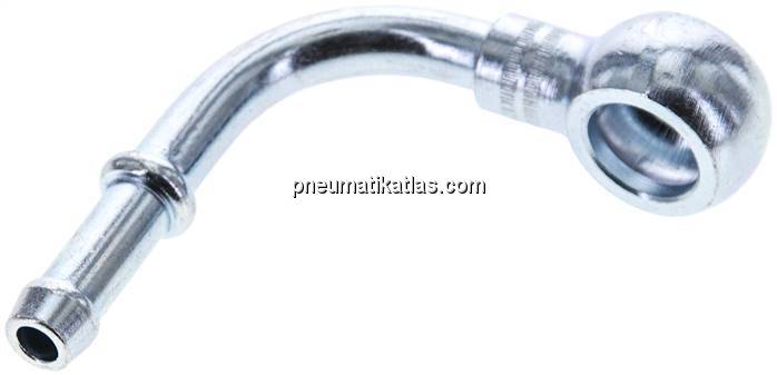 90°-Schlauchnippel 10mm Ring, 5 - 6mm, Stahl verzinkt