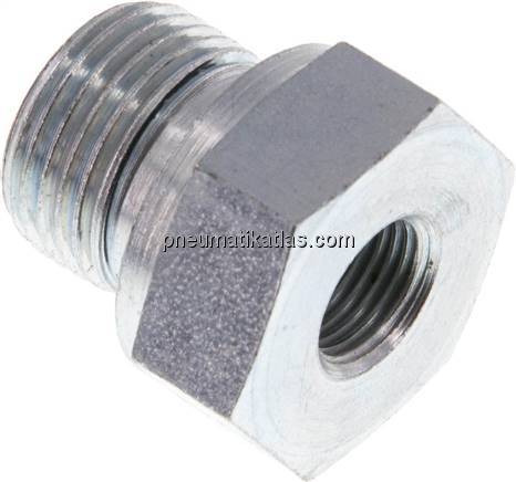 Hydraulik-Reduzierung G 3/8"(AG)-G 1/8"(IG), Stahl verzinkt, Elastomerdichtung