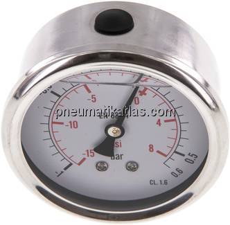 Glycerin-Manometer waagerecht (CrNi/Ms),63mm, -1 bis 0,6bar Glycerin-Manometer waagerecht (CrNi/Ms),63mm, -1 bis 0,6bar
