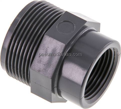 Reduziernippel G 1-1/2"(AG)-Rp 1"(IG), PVC-U