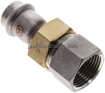 Pressfitting, Verschraubung flachd., 22mm / Rp 1"(IG)