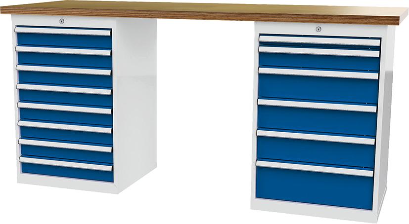 Produktbild Reihenwerkbank B2000mm 16Schubladen RAL7035/5010