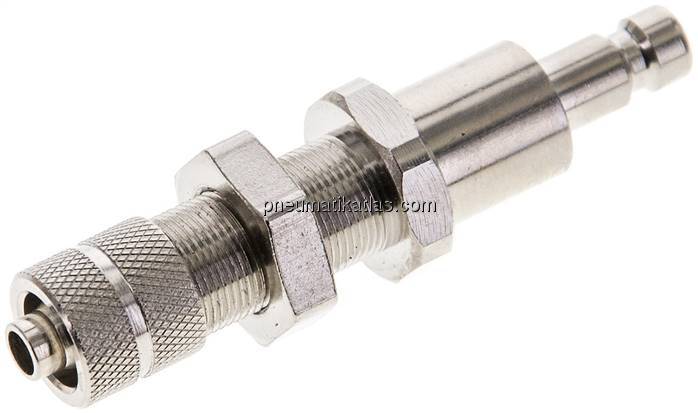 Schott-Kupplungsstecker (NW2,7) 6x4mm Schlauch, Messing vernickelt