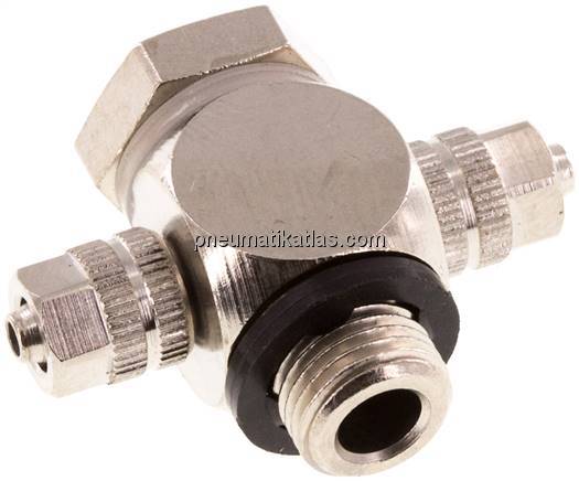 T-Verschraubung G 1/8"-4,3x3mm, Messing vernickelt, Hohlschraube