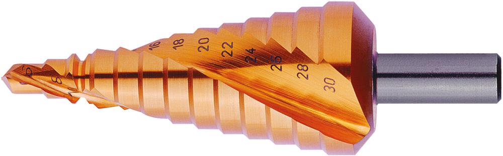 Stufenbohrer HSS spiralgenutet TiN 7-40,50mm FORUM