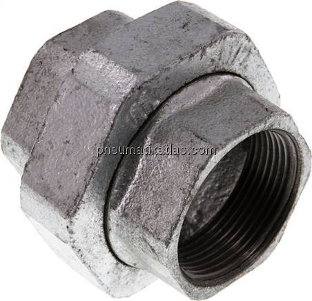 Verschraubung flach dichtend Rp 1-1/2" (IG),Temperguss verzinkt