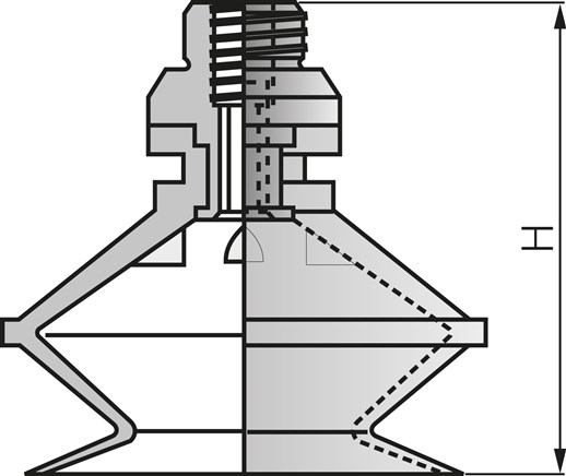 Zeichnung: Montagebeispiel: Balgsauger mit Halter
