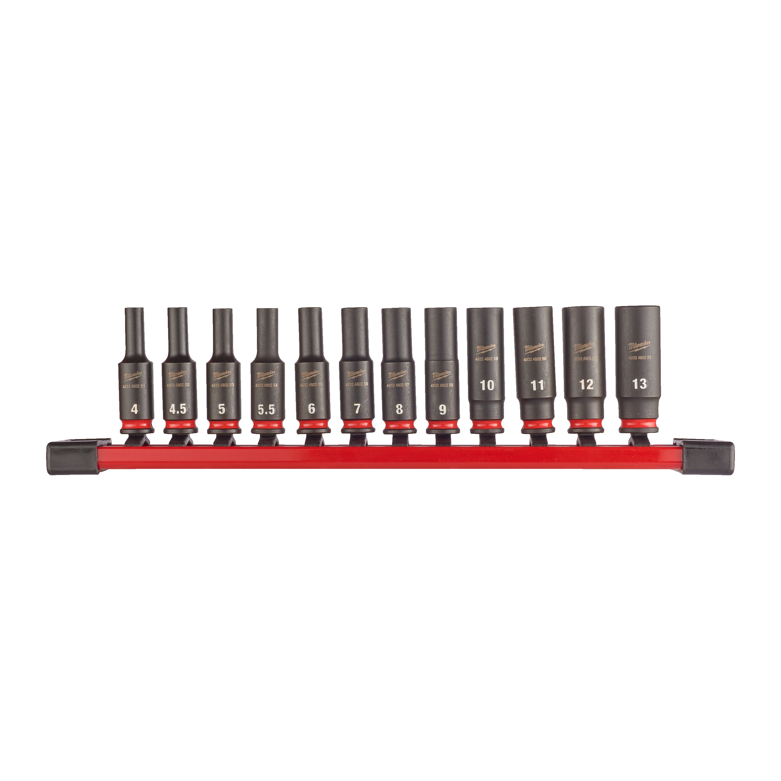 SHOCKWAVE Schlagnuss 1/4" lang Set 12 teliges Set auf Schiene