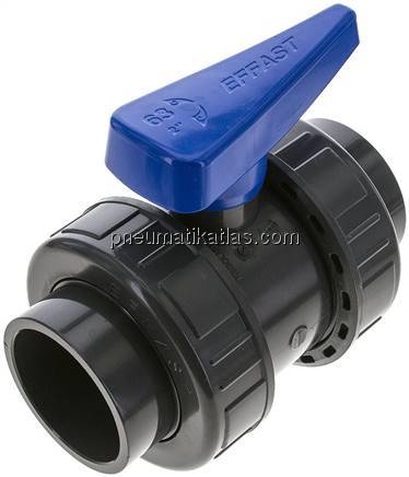 Klebemuffen-Kugelhahn, PVC-U / EPDM, 63mm (Wasserausf.)