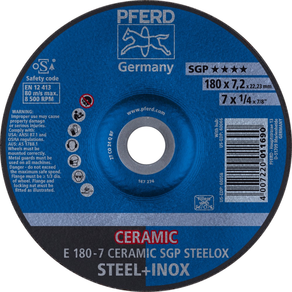 Schruppscheiben E 180-7 CERAMIC SGP STEELOX