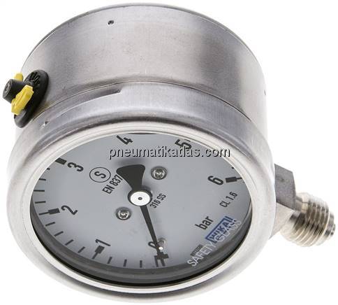 Gly.-Sicherheits-Manometer senkrecht,63mm, 0 - 6 bar