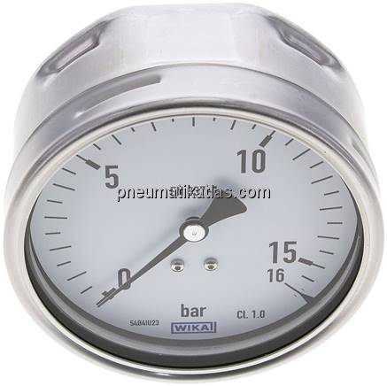 Manometer waagerecht (CrNi/Ms), 100mm, 0 - 16 bar