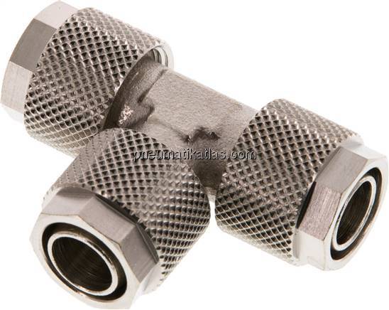 T-Verschraubung 12x10 / 12x10mm, Messing vernickelt