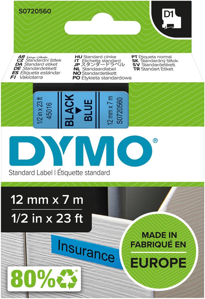 Artikelhauptbild Schriftband D1 45016 schwarz/blau 12mmx7m DYMO