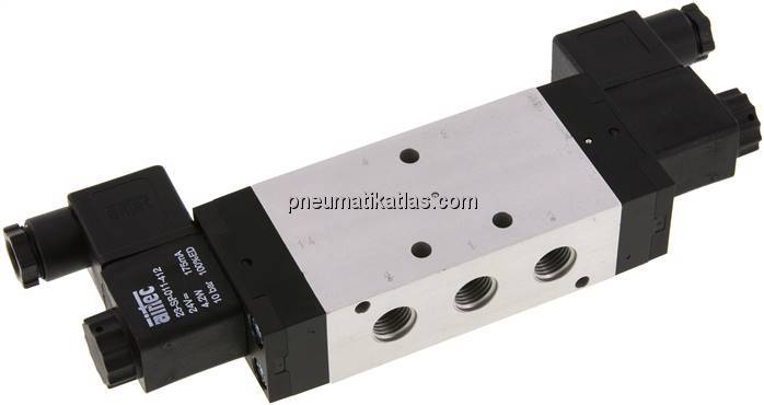 5/3-Wege Magnetventil, G 1/4", Mittelstellung entlüftet, 115 V AC, Standard