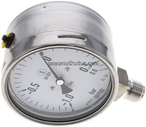 Sicherheits-Manometer senkrecht, 100mm, -1 bis 0,6 bar