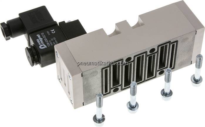 ISO-Ventil (Größe 2), 5/2-Wege, Federrückstellung, 230 V AC ISO-Ventil (Größe 2), 5/2-Wege, Federrückstellung, 230 V AC