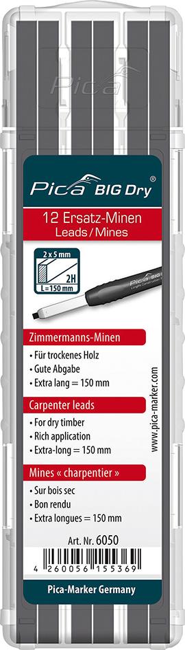 Minen-Set für Zimmermanns-Bleistift BIG Dry Zimmermann Graphit 2H Pica