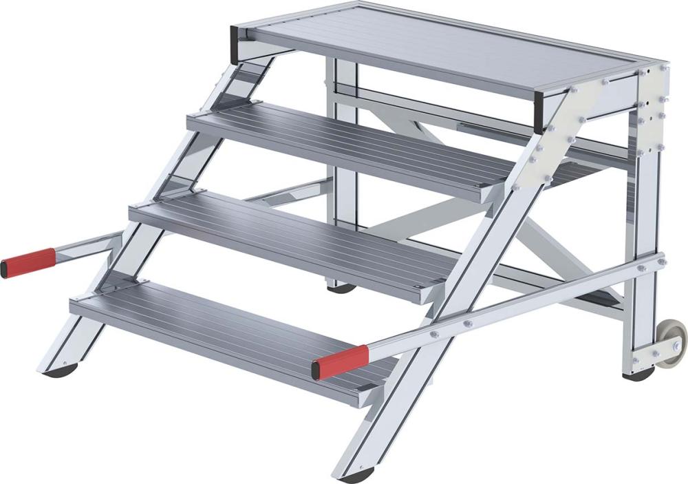 Alu-Arbeitspodest fahrbar4 Alu-Stufen B 1000 mm Podesthöhe 0,79 m Arbeitshöhe bis 2,80 m