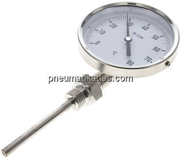Bimetallthermometer, senkrecht D100/0 bis +80°C/100mm