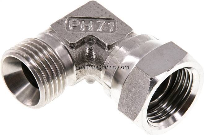 90°-Einschraubwinkel, 60°-Kegel, G 1/2", V4A