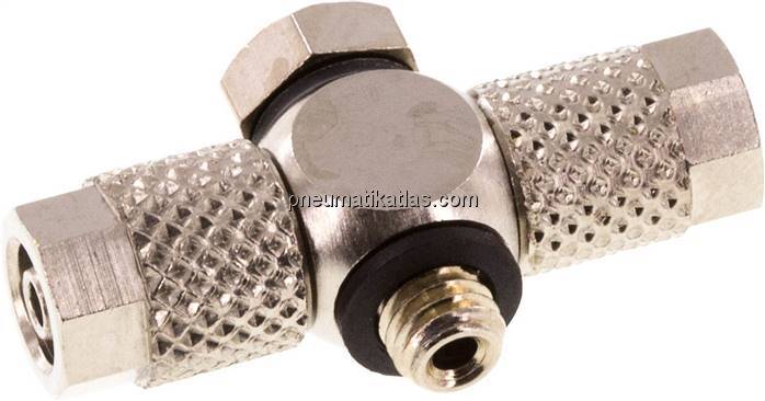 T-Verschraubung M 5-5x3mm, Messing vernickelt, Hohlschraube