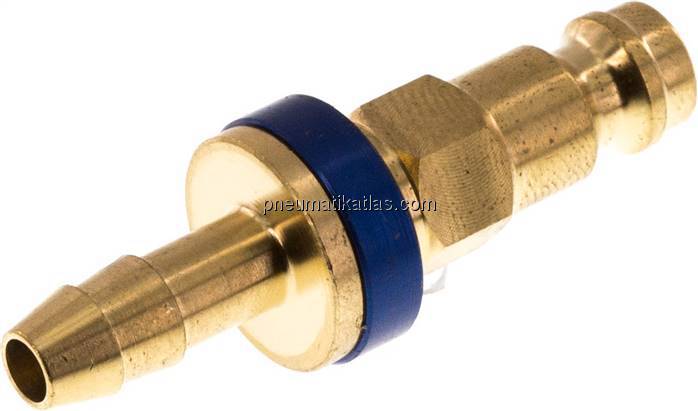 Kupplungsstecker (NW5) 6 (1/4")mm Schlauch, blau, Sechseck SW10