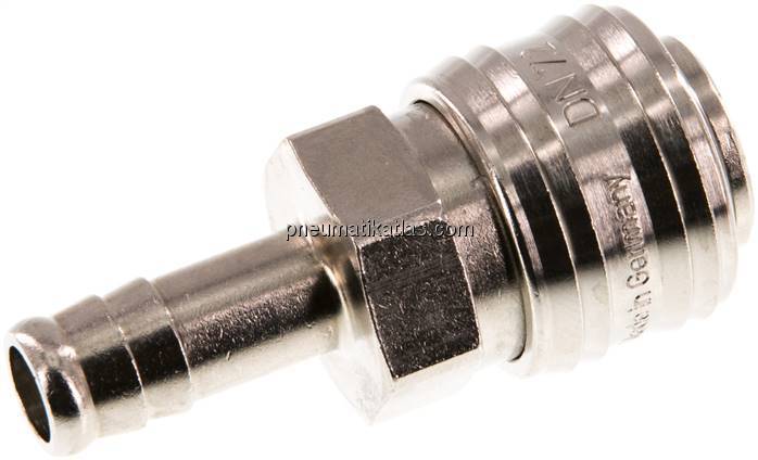 Kupplungsdose (NW7,2) 10mm Schlauch, Messing vernickelt