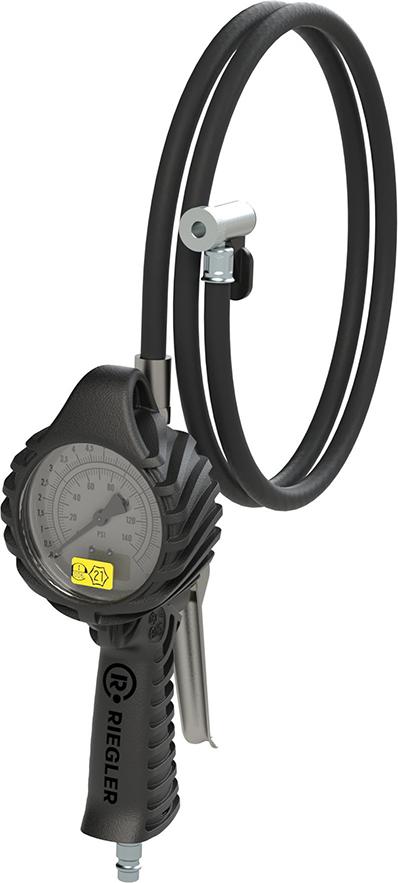 Hand-Reifenfüllmesser mitHebelstecker, drehbar, geeicht, Manom. Ø80mm, 0-12bar/170psi RIEGLER