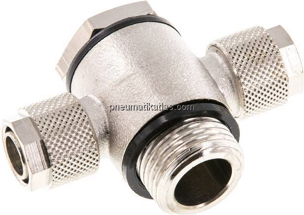 T-Verschraubung G 1/2"-12x10mm, Messing vernickelt, Hohlschraube