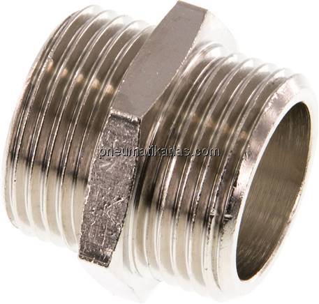 Doppelnippel G 3/4"-G 3/4", Messing vernickelt