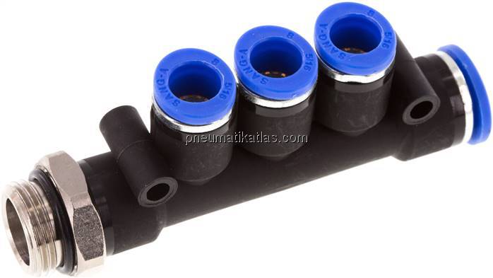 Steckanschluss-Mehrfachvert. G 3/8"-10mm-8mm, IQS-Standard
