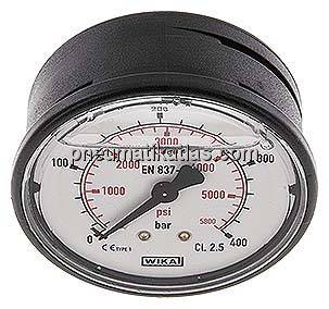 Glycerin-Manometer waagerecht (KU/Ms), 63mm, 0 - 400 bar