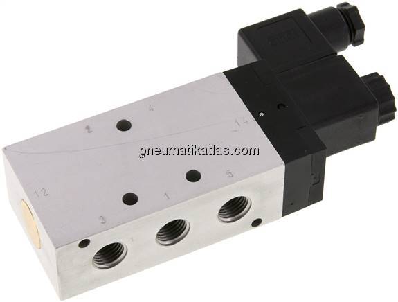5/2-Wege Magnetventil, G 1/4", Luftfeder, 24 V AC, Standard
