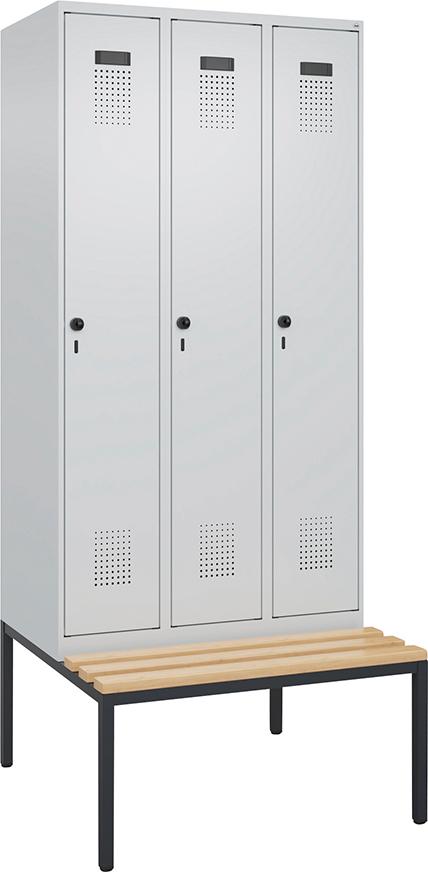 Spind Evolo PLUS 3 Abteile H2120xB900xT815mm RAL7035/RAL7035 /P1G/7021