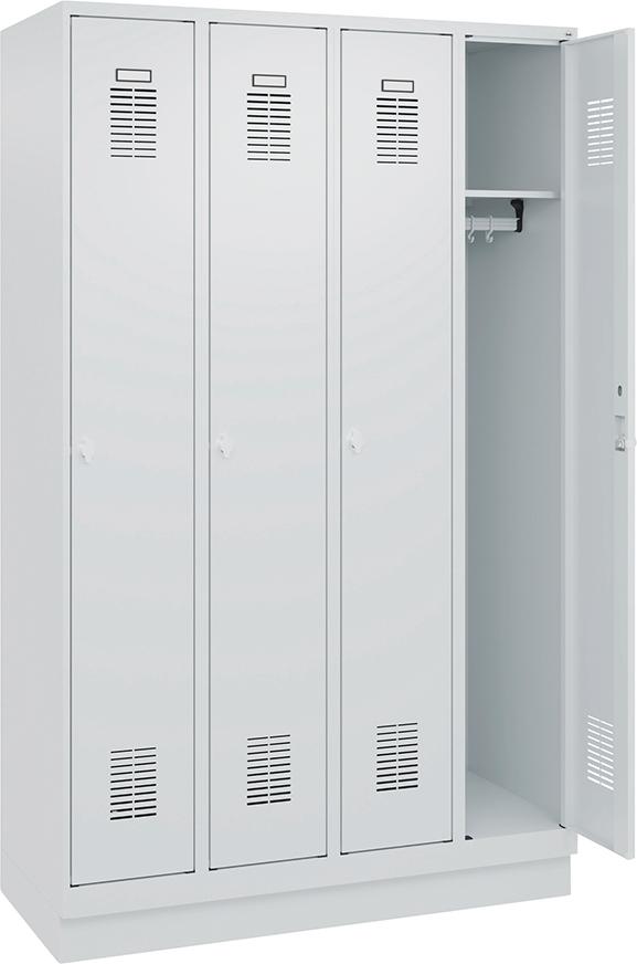 Garderobenschrank FORUM 4 Abteile RAL 7035/7035 Sockel 7035mit Sockel Selbstmontage