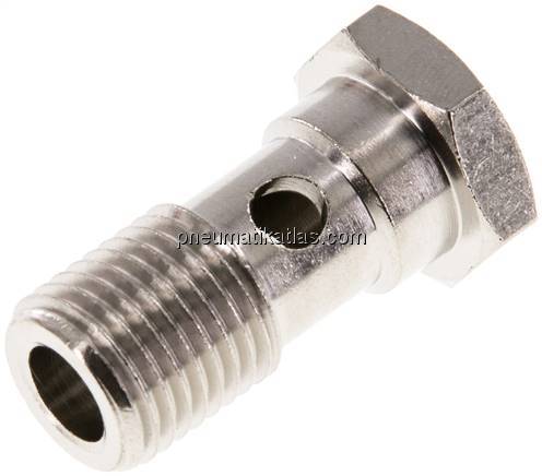 Hohlschraube, 1-fach G 1/4"-28mm, Messing vernickelt