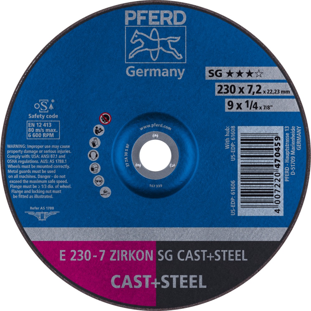 Schruppscheiben E 230-7 ZIRKON SG CAST+STEEL