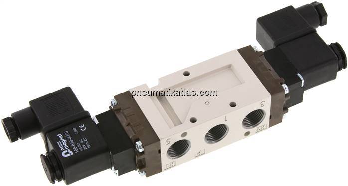 5/2-Wege Magnetventil, G 3/8", Impulsventil, 115 V AC