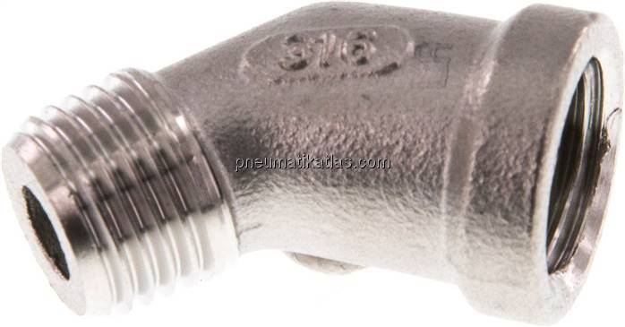 45°-Einschraubwinkel Rp 1/4"(IG)-R 1/4"(AG), 1.4408