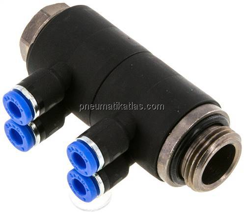 Steck-Mehrfachverteiler, 4-fach G 3/8"-4mm, IQS-Standard