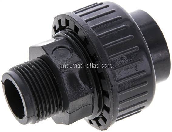 Klebe-/Gewindeverschraubung, PVC-U/ EPDM, 25mmxG 3/4" AG