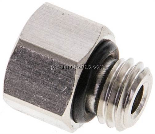 Reduziernippel M 7(AG)-M 5(IG), Messing vernickelt (Elastomerabdichtung) Reduziernippel M 7(AG)-M 5(IG), Messing vernickelt (Elastomerabdichtung)