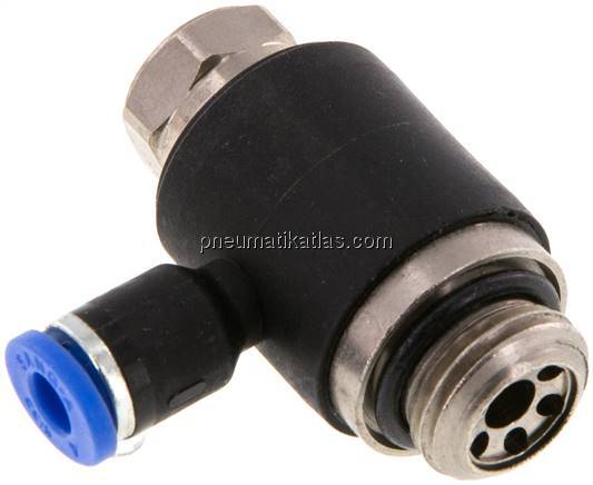 Winkel-Drosselrückschlagventil G 1/4"-4mm,abluftregelnd