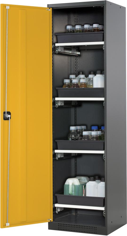 Chemikalienschrank 545x1950 1Tür,gelb,6Ausz