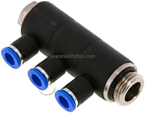 Steck-Mehrfachverteiler, 3-fach G 1/2"-8mm, IQS-Standard
