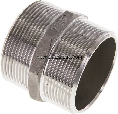 Doppelnippel, G 2"-G 2", flach dichtend, 1.4408